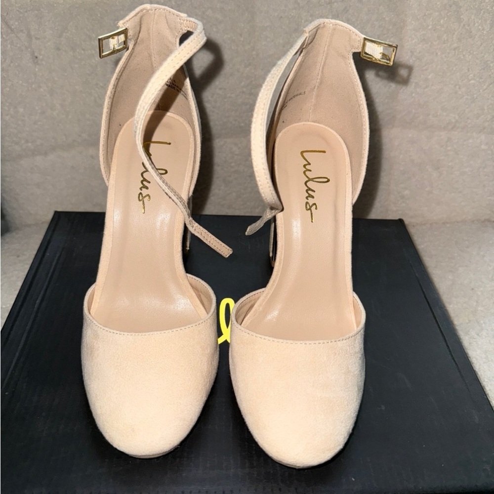 Lulu's Cream Ankle Strap Heels
